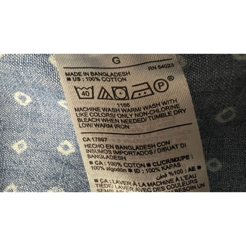 Old Navy Mens Relaxed Fit Short Sleeve Button Down Shirt Blue Geo Diamond Large - Picture 5 of 10